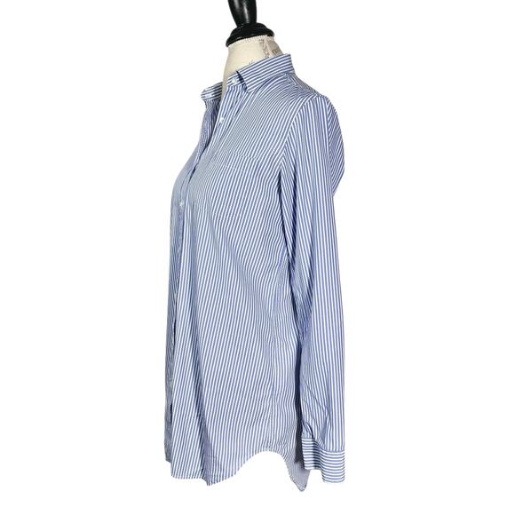 Uniqlo | Women | Blue Stripe Cotton Poplin Casual LS Button Up Shirt | Medium - Picture 4 of 11